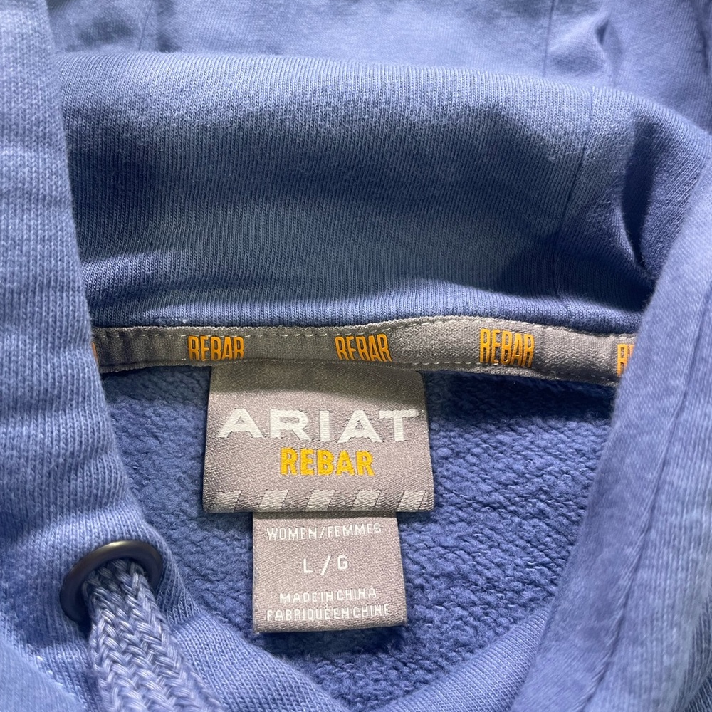 Ariat Rebar Women’s Hooded Pullover Light Blue Embroidered Large - Picture 4 of 9